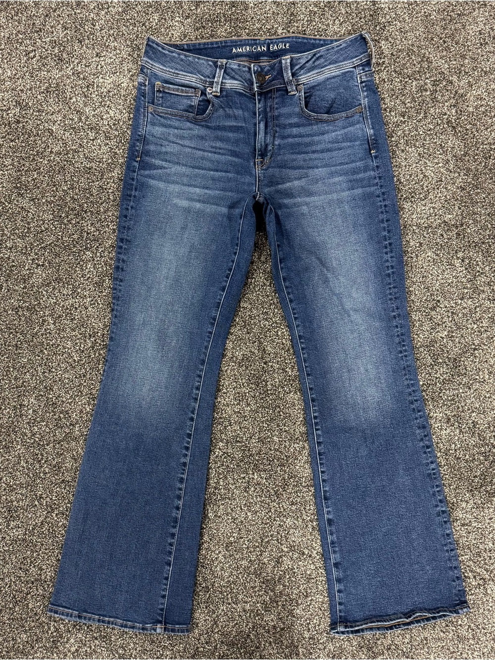 American Eagle Jeans Women 12 Blue Kick Boot Mid Rise Stretch Medium Wash Denim